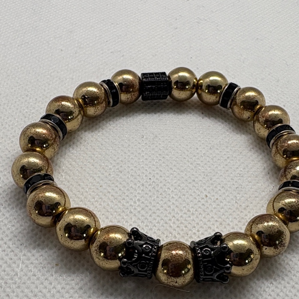 Gold and Black Beaded Bracelet